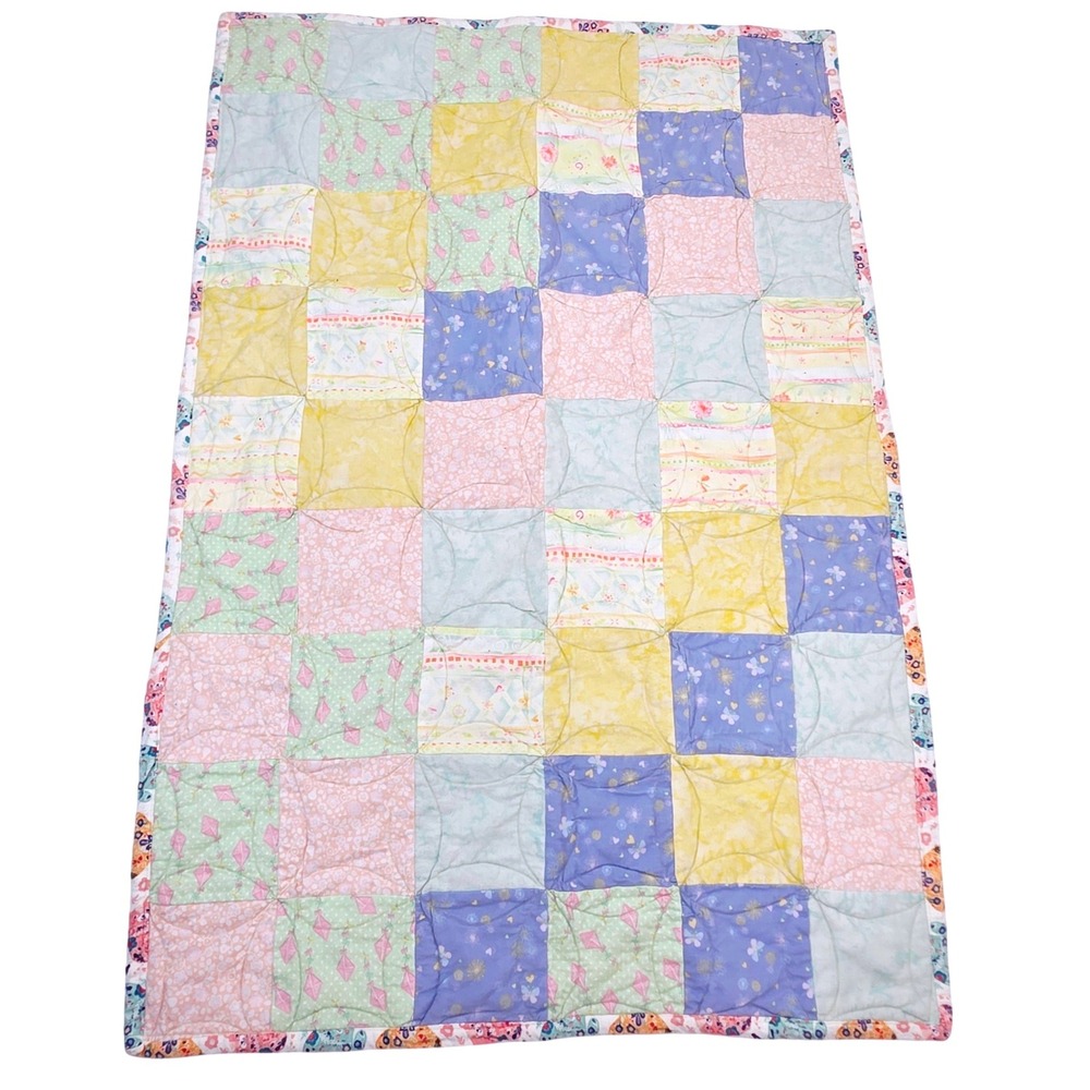 Vintage Handmade Patchwork Quilt Baby Blanket Toddler Play Mat Nursery‎ Rhymes